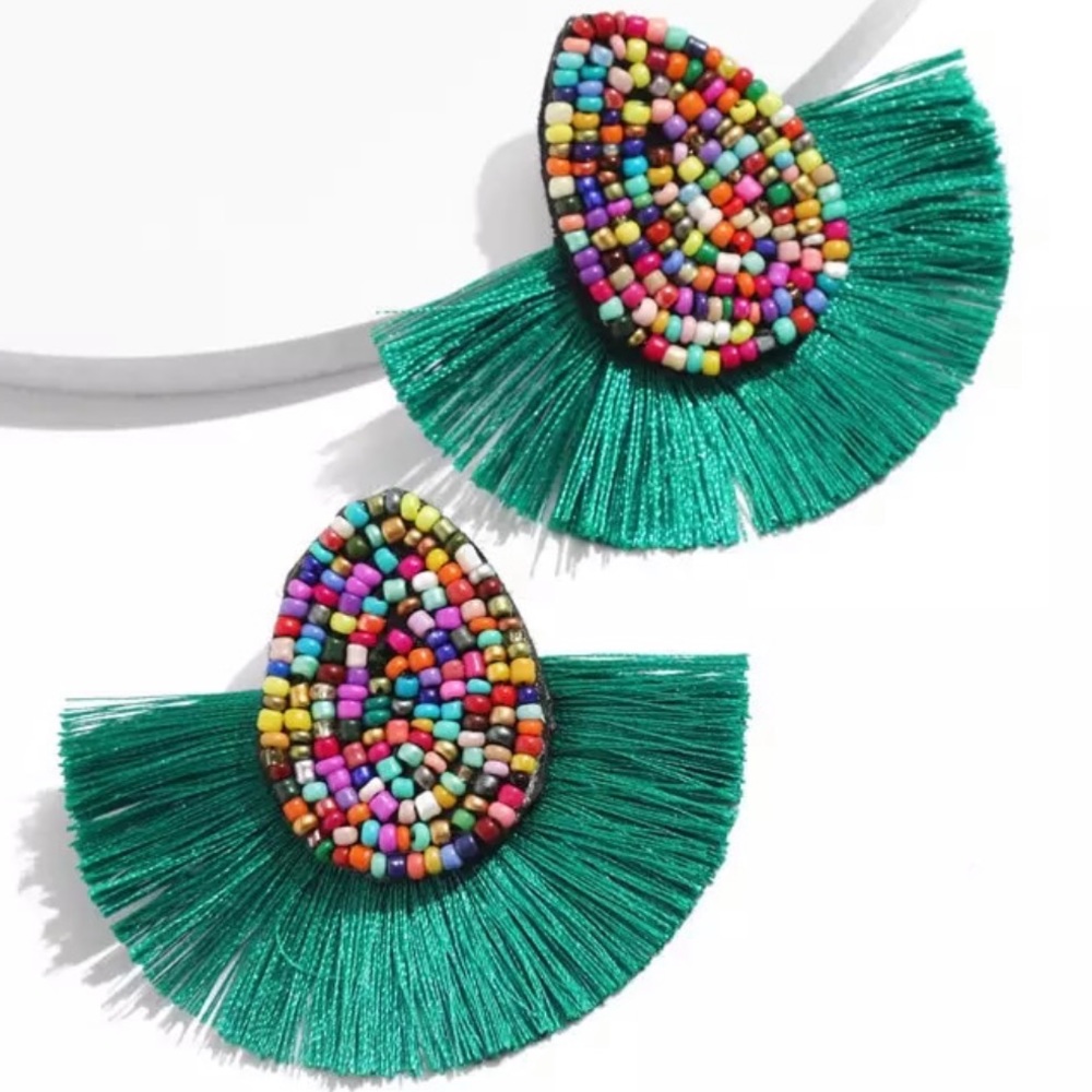 Bohemian Beaded Tassel Earrings - Picture 1 of 2